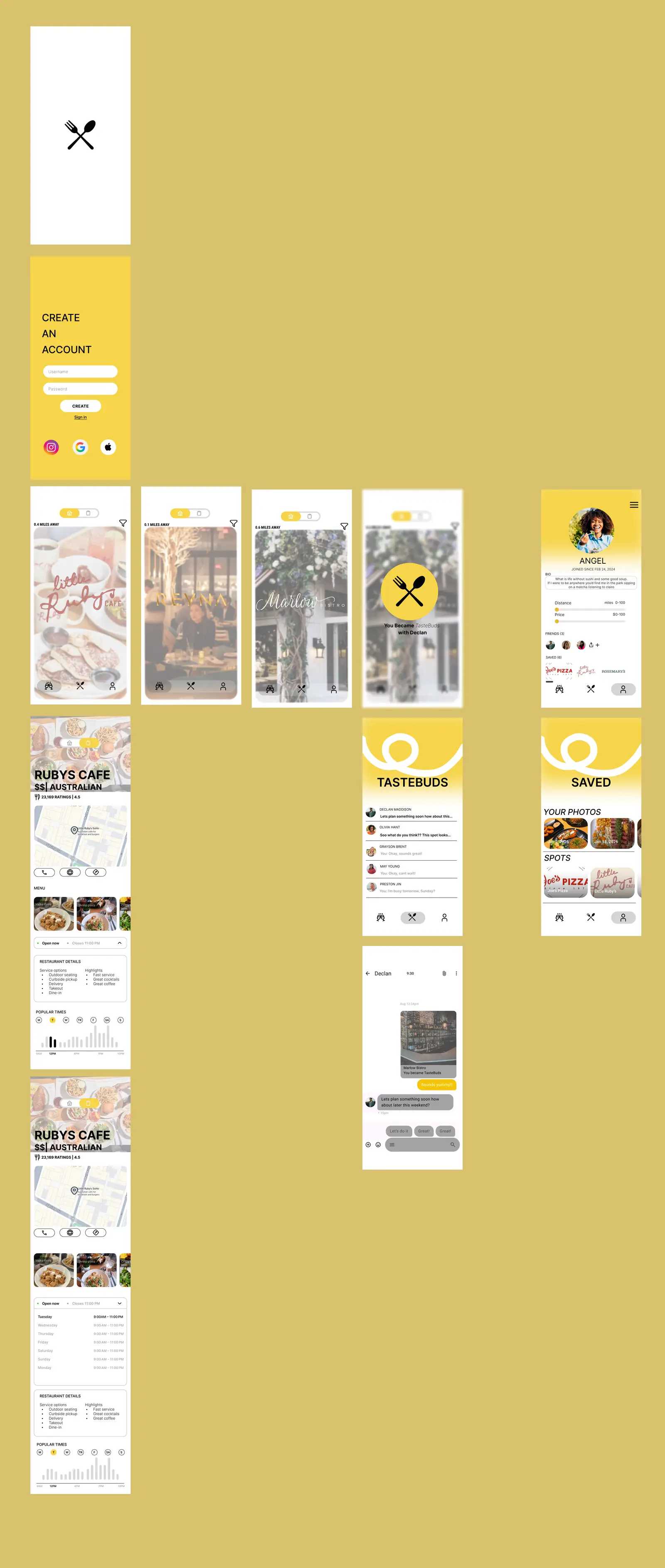 TasteBud Wireframes